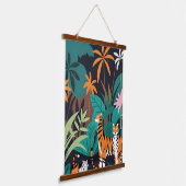 Tropical Tiger Trio Wandteppich Mit Holzrahmen (Gewinkelt)