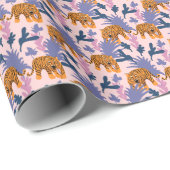 Tropical Tigers Jungle Vintag Pattern Geschenkpapier (Rolleneckpunkt)