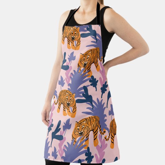 Tropical Tigers Jungle Vintag Pattern Schürze (InSitu)