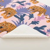 Tropical Tigers Jungle Vintag Pattern Sherpadecke (3/4)
