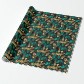 Tropical Tigers & Leaves | Bold Jungle Pattern Geschenkpapier (Ungerollt)