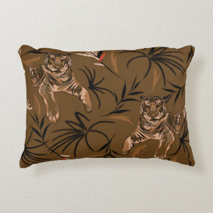 Tropical Tigers Paradise Blume Muster Dekokissen