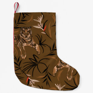 Tropical Tigers Paradise Blume Muster Kleiner Weihnachtsstrumpf