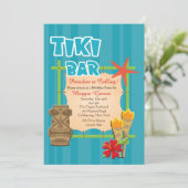 Tropical Tiki Bar Einladung (Stehend Vorderseite)
