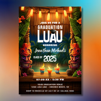Tropical Tiki Hawaiian Island Luau Abschluss Einladung