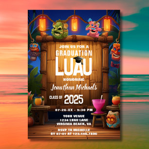 Tropical Tiki Hawaiian Island Luau Abschluss Einladung