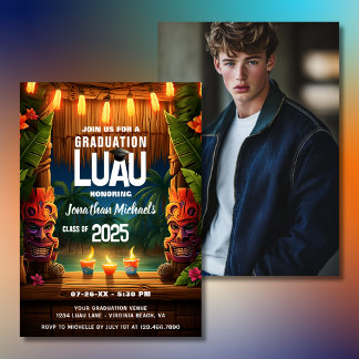 Tropical Tiki Hawaiian Luau Abschluss Foto Einladung