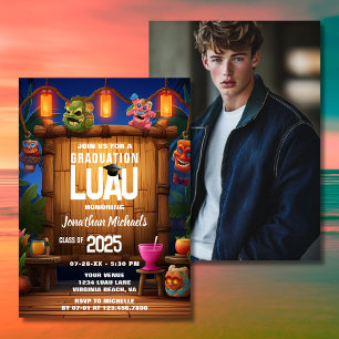 Tropical Tiki Hawaiian Luau Foto Abschluss Einladung