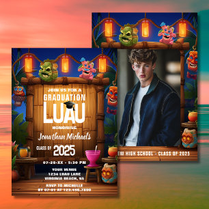 Tropical Tiki Hawaiian Luau Foto Abschluss Einladung