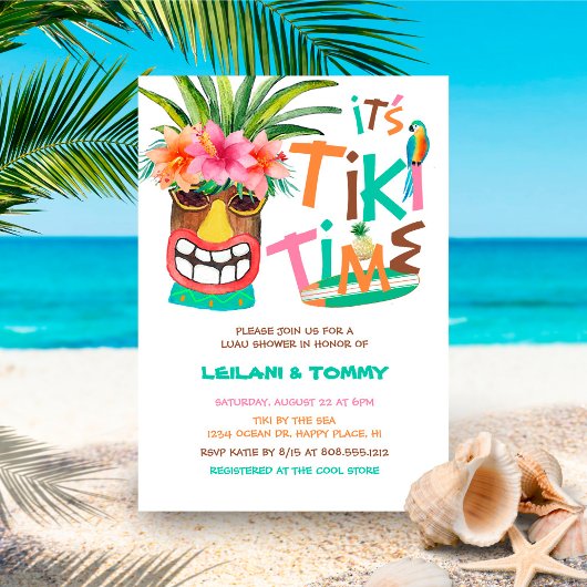 Tropical Tiki Luau Paare Dusche Einladung