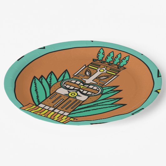 Tropical Tiki Party Hut Hawaii Party Pappteller (Schrägansicht)
