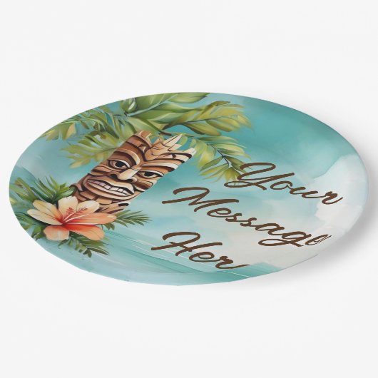 Tropical Tiki Party Pappteller (Schrägansicht)