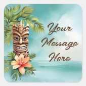 Tropical Tiki Party Quadratischer Aufkleber (Vorderseite)