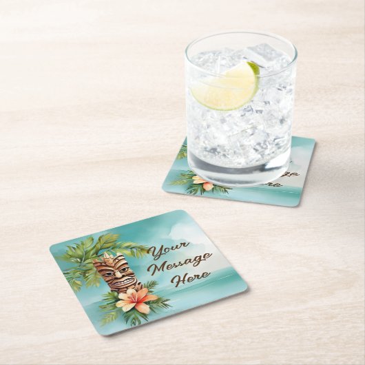 Tropical Tiki Party Rechteckiger Pappuntersetzer (Vor Ort)