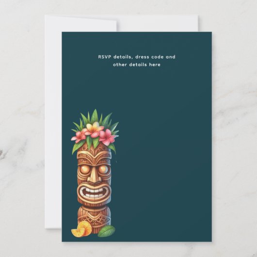 Tropical Tiki Party Wedding Luau Brautparty Einladung (Rückseite)
