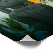 Tropical tiki statue sunset poster (Ecke)