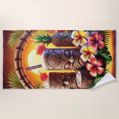 Tropical Tiki Sunset Strandtuch (Vorderseite)
