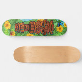 Tropical Tiki Totem Polynesien Theme Banana Leaves Skateboard (Horizontal)