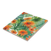 Tropical Tithonia Vibrannte Wasserfarbe Fliese (Seite)