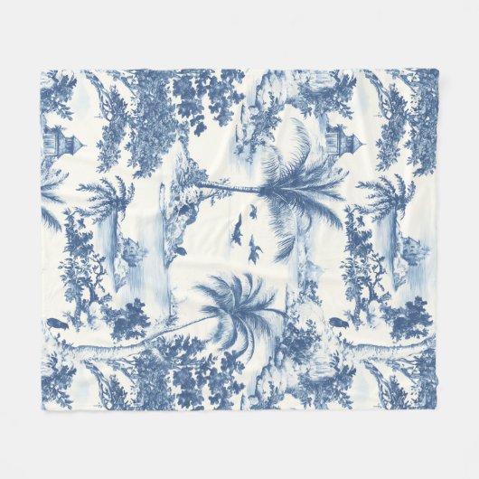 Tropical Toile De Jouy Fleecedecke (Vorderseite (Horizontal))