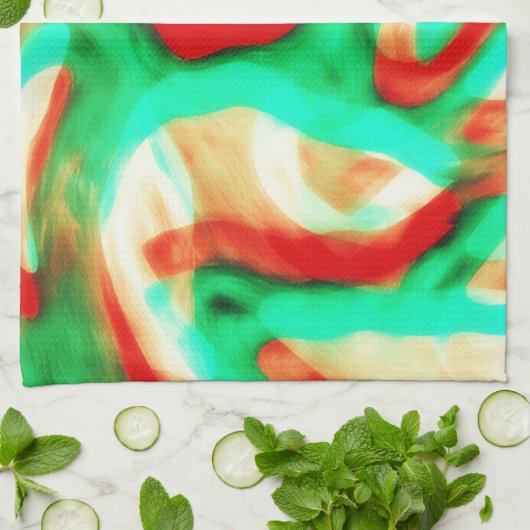 Tropical Tones Waves Abstract Art Kitchen Towel Geschirrtuch (Gefaltet)