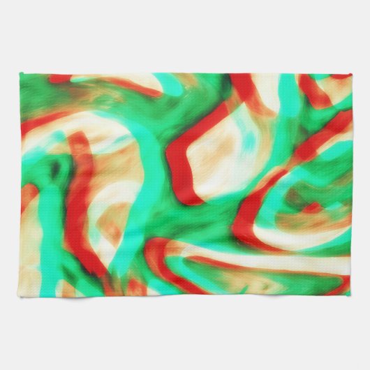 Tropical Tones Waves Abstract Art Kitchen Towel Geschirrtuch (Horizontal)
