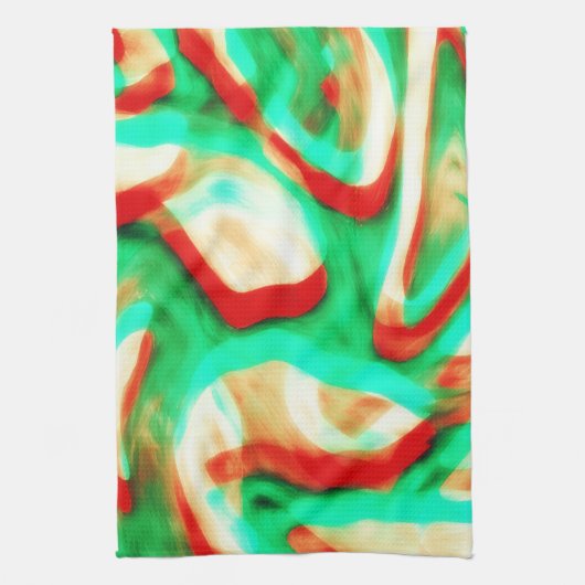 Tropical Tones Waves Abstract Art Kitchen Towel Geschirrtuch (Vertikal)