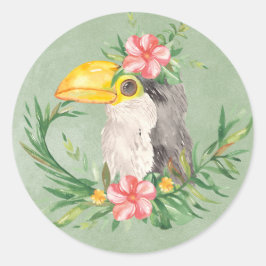 Tropical Toucan Bird Floral Baby Dusche Runder Aufkleber