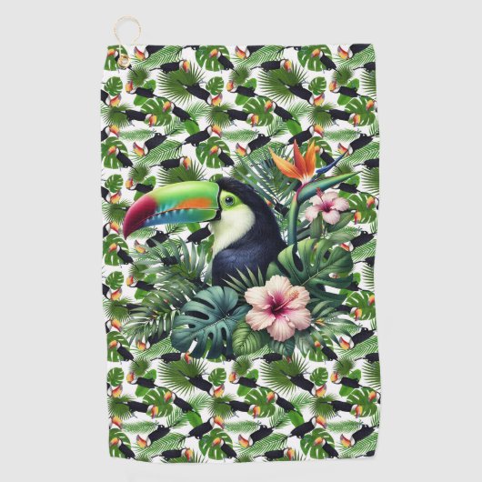 Tropical Toucan Birds. Golfhandtuch (Vorderseite)