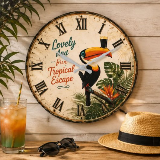 Tropical Toucan Große Wanduhr
