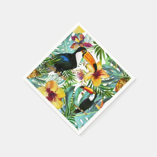 Tropical Toucan Paradise Palm Ananas Moderne Serviette (Ecke)