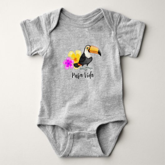 Tropical Toucan Pura Vida Design Baby Strampler (Vorderseite)