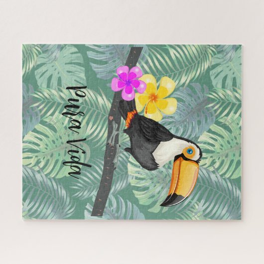 Tropical Toucan Pura Vida Design Jigsaw Puzzle (Horizontal)