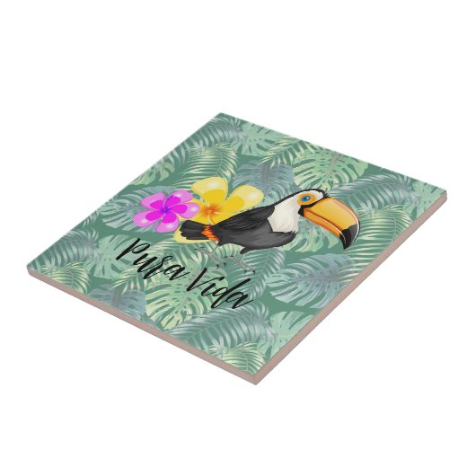 Tropical Toucan Pura Vida Design Keramik Tile Fliese (Seite)