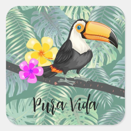 Tropical Toucan Pura Vida Design Sticker (Vorderseite)