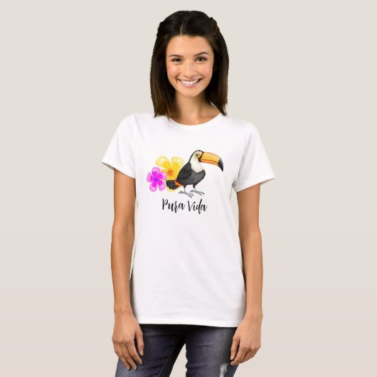 Tropical Toucan Pura Vida Design T-Shirt (Vorne ganz)