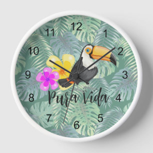 Tropical Toucan Pura Vida Design Wall Uhr
