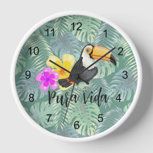 Tropical Toucan Pura Vida Design Wall Uhr (Vorderseite)