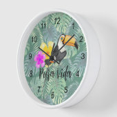 Tropical Toucan Pura Vida Design Wall Uhr (Winkel)