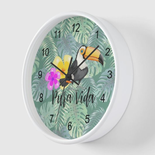 Tropical Toucan Pura Vida Design Wall Uhr (Winkel)