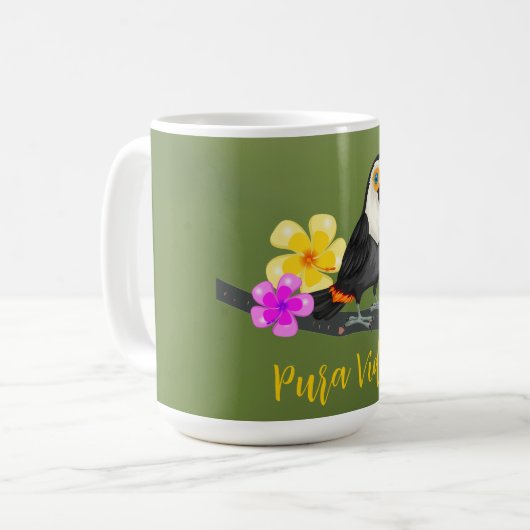 Tropical Toucan Pura Vida Kaffeetasse (Vorderseite Links)