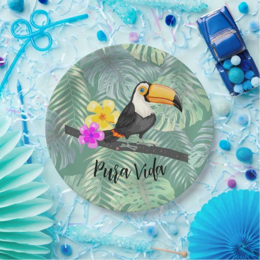 Tropical Toucan Pura Vida Papierplatte Pappteller (Party)