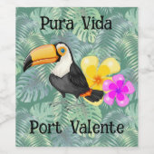 Tropical Toucan Pura Vida Weinsiegel Weinetikett (Einzelnes Label)