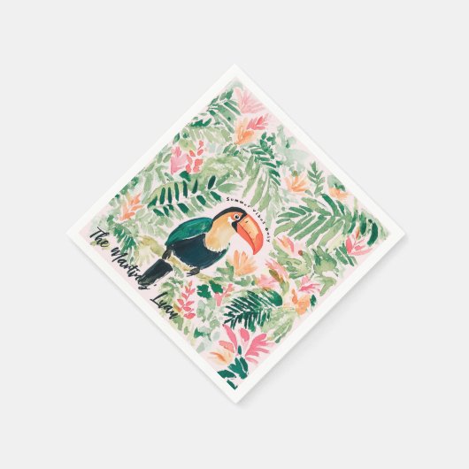 Tropical Toucan Summer Luau Beach Party Serviette (Ecke)