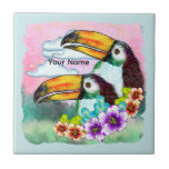 Tropical Toucans  Fliese<br><div class="desc">Tropical Toucans tile by ArtMuvz Illustration. Matching toucans apparel and beach gifts. To personalize  add your name or add text instead. Customize this  Toucan tile  to make it uniquely yours or to give as a personalized gift</div>