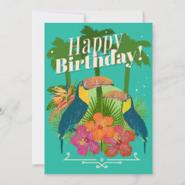 Tropical Toucans Happy Birthday Grußkarte Dankeskarte