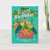 Tropical Toucans Happy Birthday Grußkarte Karte (Vorderseite)