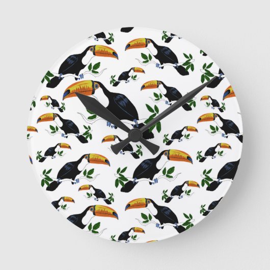 Tropical Toucans - Playful Jungle Runde Wanduhr (Vorderseite)