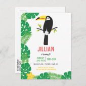Tropical ToucanTutti Frutti Fruit Geburtstagsparty Einladungspostkarte (Vorne/Hinten)