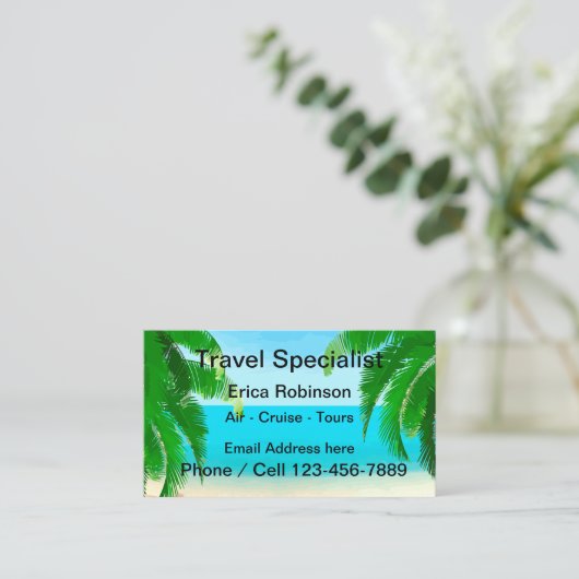 Tropical Travel Specialist Beach Theme Visitenkarte (Stehend Vorderseite)